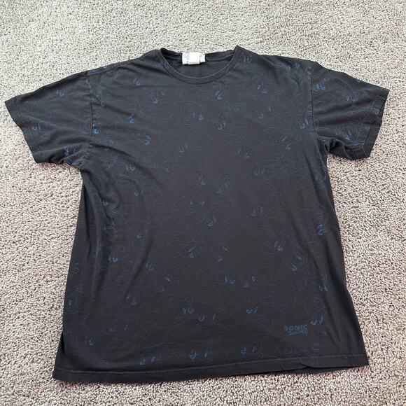 Sonic The Hedgehog Shirt Mens Extra Large Black Blue AOP Sega Short Sleeve FLAW - Picture 2 of 11